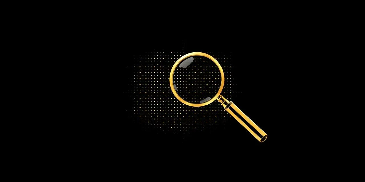 Incognito search engine illustration with a magnifier over dissolving data points